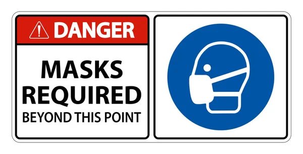 Masques Danger Requis Delà Signe Point Isoler Sur Fond Blanc — Image vectorielle