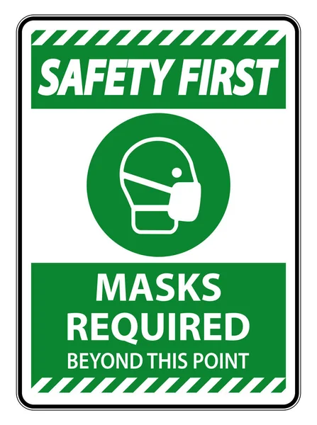 Las Primeras Máscaras Seguridad Requeridas Más Allá Este Punto Indican — Vector de stock
