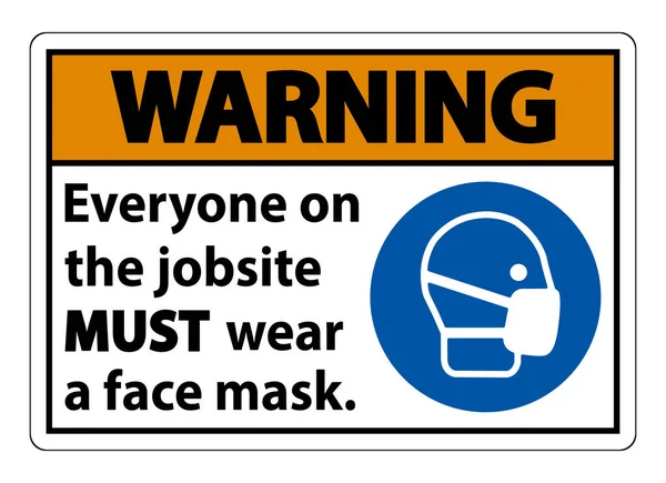 Warning Wear Face Mask Sign Isolate White Background — Stock Vector