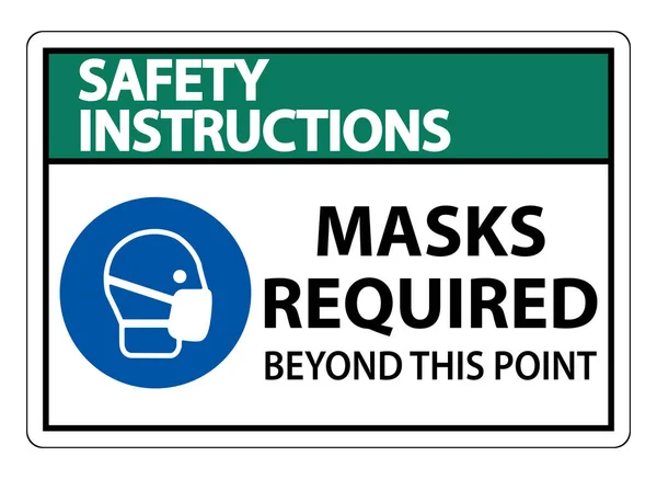 Instructions Sécurité Masques Requis Delà Panneau Isolant Sur Fond Blanc — Image vectorielle