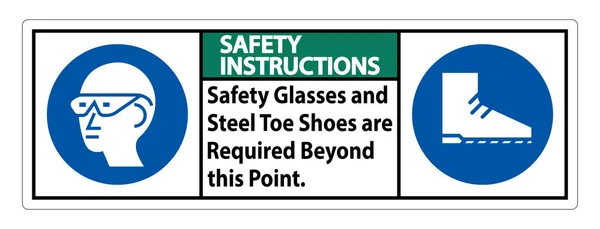 Safety Glasses Steel Toe Shoes Required Point — Stock Vector