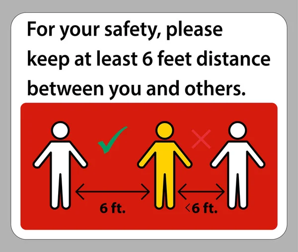 Keep Feet Distance Your Safety Please Keep Least Feet Distance — Stock Vector