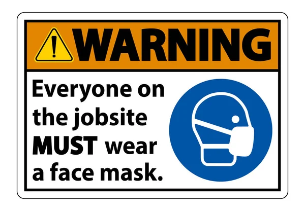 Warning Wear Face Mask Sign Isolate White Background — Stock Vector