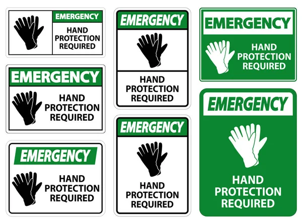 緊急時の手の保護白い背景に必要な標識 — ストックベクタ