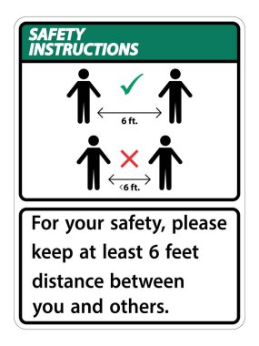 Güvenlik talimatları, 2 metre mesafeyi koruyun, güvenliğiniz için, lütfen sizinle diğerleri arasında en az 2 metre mesafe bırakın.. 