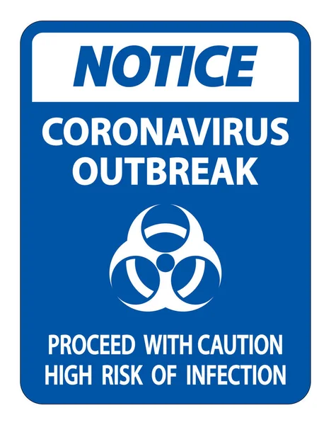 Avis Isolat Signe Éclosion Coronavirus Sur Fond Blanc Illustration Vectorielle — Image vectorielle