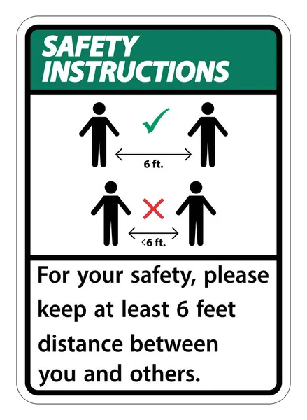 Güvenlik Talimatları Metre Mesafeyi Koruyun Güvenliğiniz Için Lütfen Sizinle Diğerleri — Stok Vektör