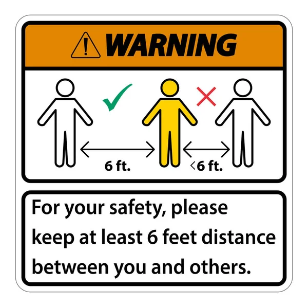 Uyarı Metre Mesafeyi Koru Güvenliğiniz Için Lütfen Sizinle Diğerleri Arasında — Stok Vektör