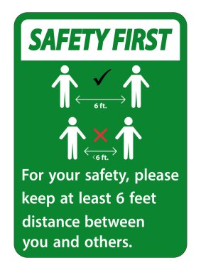 Güvenliğiniz için 6 adım mesafeyi koruyun, güvenliğiniz için, lütfen sizinle diğerleri arasında en az 1,80 metre mesafe bırakın.. 