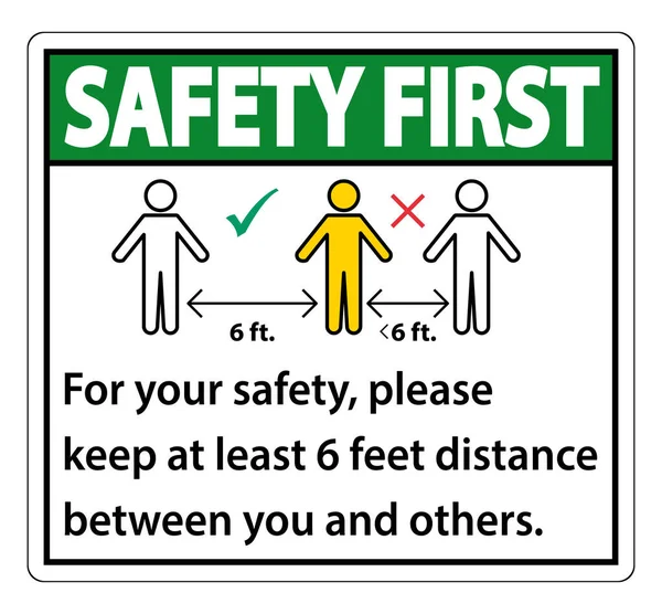 Safety First Keep Feet Distance Your Safety Please Keep Least — Stock Vector