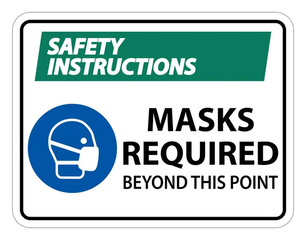 Safety Instructions Masks Required Point Sign Isolate White Background Vector — Stock Vector