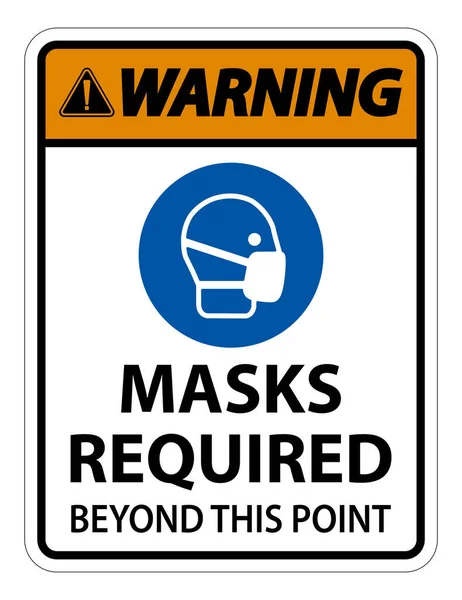 Maski Ostrzegawcze Wymagane Poza Tym Punktem Zarejestruj Się Izolować Białym — Wektor stockowy