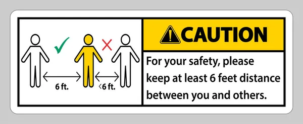 Caution Keep Feet Distance Your Safety Please Keep Least Feet — Stock Vector