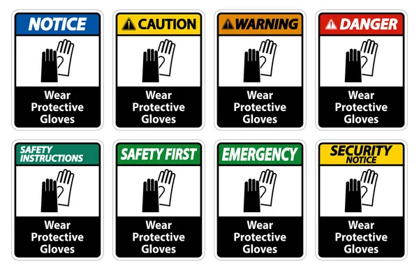 Наденьте Защитные Перчатки Знак Белом Фоне — стоковый вектор