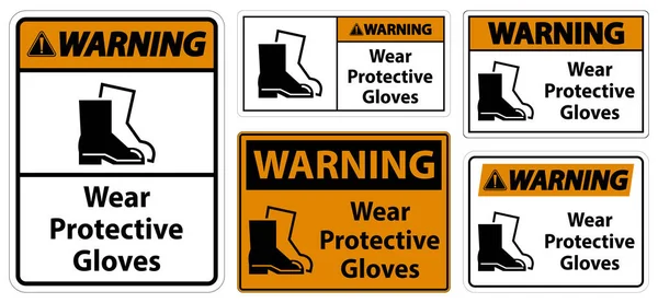 Предупреждение Носить Защитный Знак Обуви Прозрачном Фоне — стоковый вектор