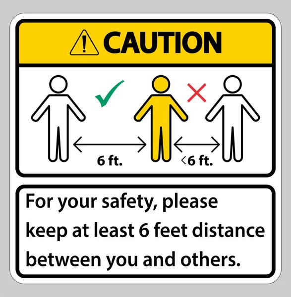 Dikkat Metre Mesafeyi Koruyun Güvenliğiniz Için Lütfen Sizinle Diğerleri Arasında — Stok Vektör