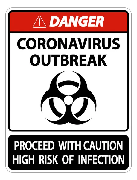 Tehlike Coronavirüs Salgını Şareti Beyaz Arkaplanda Zole Edildi Vektör Resimleri — Stok Vektör