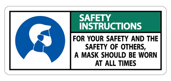 Instruções Segurança Para Sua Segurança Outros Máscara Todos Momentos Assine — Vetor de Stock
