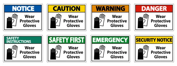 Наденьте Защитные Перчатки Знак Белом Фоне — стоковый вектор