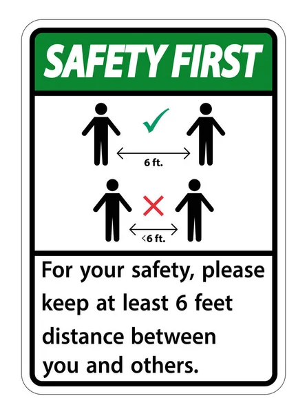 Güvenliğiniz Için Adım Mesafeyi Koruyun Güvenliğiniz Için Lütfen Sizinle Diğerleri — Stok Vektör