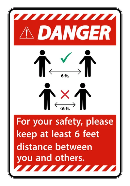 Danger Keep Feet Distance Your Safety Please Keep Least Feet — Stock Vector