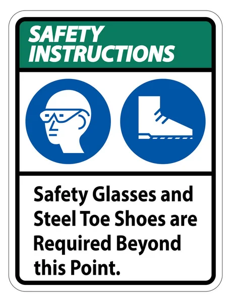 Safety Glasses Steel Toe Shoes Required Point — Stock Vector