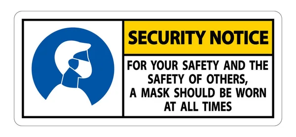 Avis Sécurité Pour Votre Sécurité Autres Masque Tout Moment Connexion — Image vectorielle
