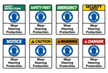 Beyaz arkaplanda işitme koruma işareti takın 