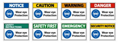 Beyaz arka plana göz koruması takın 