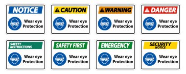 Beyaz arka plana göz koruması takın 