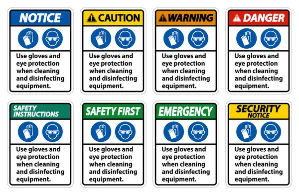 Beyaz arkaplanda Eldiven ve Göz Koruma İşareti Kullan 