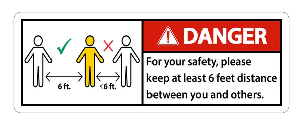Danger Keep Feet Distance Your Safety Please Keep Least Feet — стоковый вектор