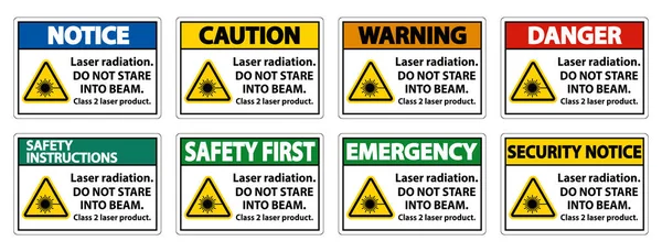 Laser Radiation Stare Beam Class Laser Product Sign White Background — Stock Vector