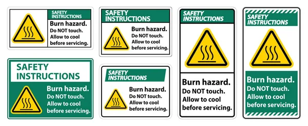 安全说明燃烧危险安全 请勿触摸标牌白底上的标志 — 图库矢量图片