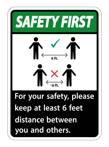 Safety First Keep Feet Distance Your Safety Please Keep Least — Stock Vector