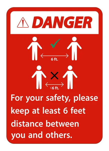 Pericolo Mantenere Piedi Distanza Vostra Sicurezza Prega Mantenere Almeno Piedi — Vettoriale Stock
