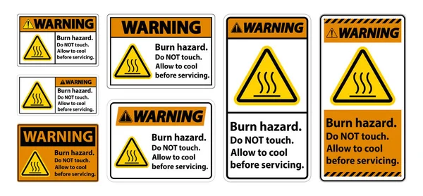 Warning Burn Hazard Safety Touch Label Sign White Background — Stock Vector