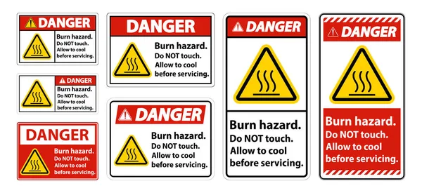 Danger Burn Hazard Safety Touch Label Sign White Background — Stock Vector