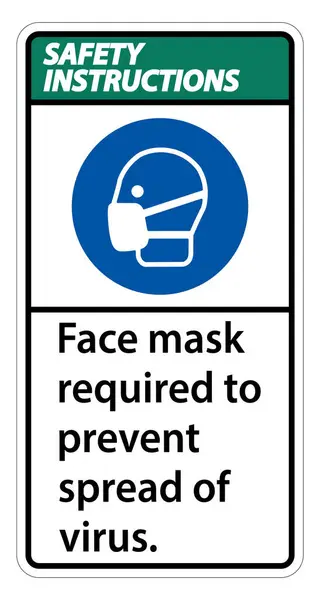 Instructions Sécurité Masque Facial Nécessaire Pour Prévenir Propagation Signe Virus — Image vectorielle