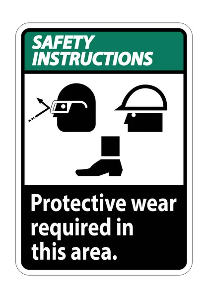 Safety Instructions Sign Protective Wear Required Area Goggles Hard Hat — Stock Vector