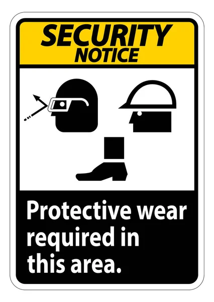 Säkerhetsmeddelande Sign Protective Wear Krävs Detta Område Med Glasögon Hård — Stock vektor