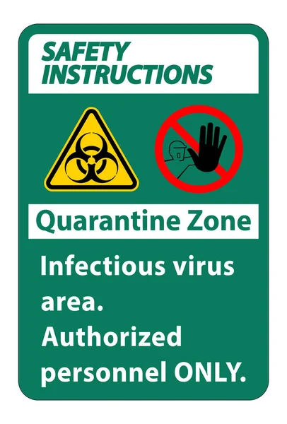 Sicherheitshinweise Quarantine Infectious Virus Area Zeichen Auf Weißem Hintergrund — Stockvektor