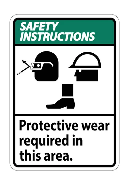 Veiligheidsinstructies Sign Protective Wear Vereist Dit Gebied Met Brillen Harde — Stockvector