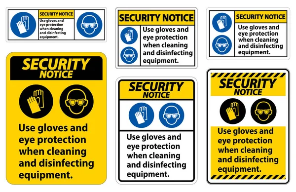 Aviso Seguridad Usar Guantes Protección Ocular — Vector de stock