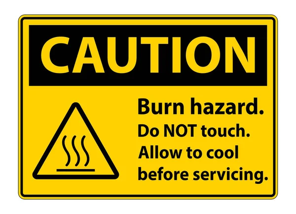 Attenzione Bruciare Sicurezza Pericolo Non Toccare Etichetta Accedi Sfondo Bianco — Vettoriale Stock