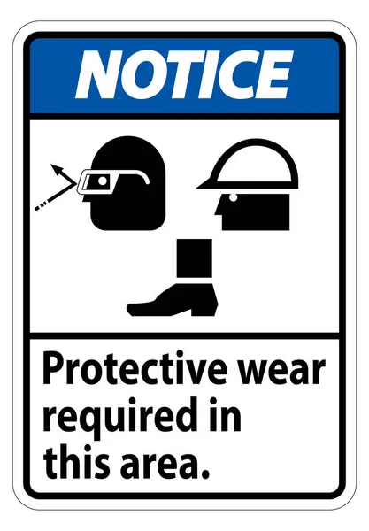 Sign Protective Wear Required Area Goggles Hard Hat Boots Symbols — 스톡 벡터