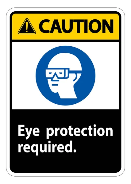 Предупреждение Знак Защиты Глаз Требуется Изоляция Символов Белом Фоне — стоковый вектор