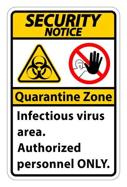 Beyaz zemin üzerinde Güvenlik Bildirimi Karantina Virüs Alanı işareti 