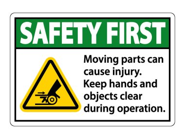 Güvenlik İlk Taşınma Parçaları beyaz arkaplanda yaralanma işaretine neden olabilir 