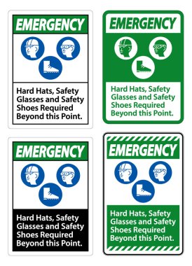 Acil Durum İşareti Sert Şapkalar, Güvenlik Gözlükleri ve Güvenlik Ayakkabıları Bu noktanın Ötesinde PPE Sembolü Gerekmektedir 